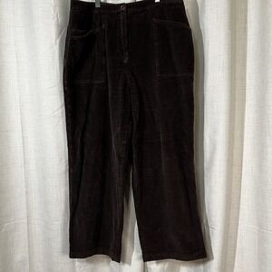 J Jill Corduroy Pants 16P Petite Brown Straight Wide‎ Leg Trouser Office 90s